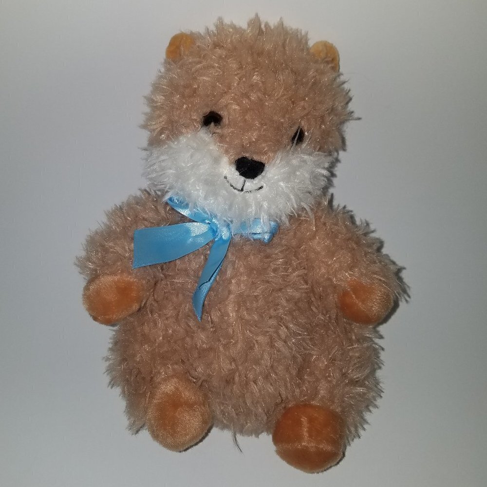 Hug Me Fluffy Hamster Plush 11" Stuffed Animal Toy Brown Blue Bow Walgreens